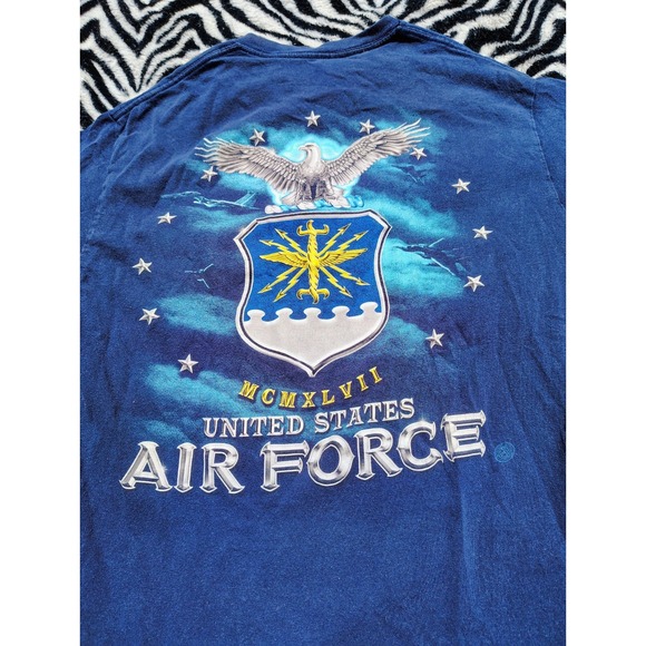 Vintage‎ USAF Air Force T-Shirt Men's Small Blue Military USA Short Sleeve Y2K - Picture 3 of 6